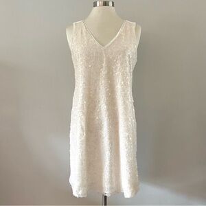 BCBGeneration Cream Sheath Mini Dress V-Neck Sleeveless